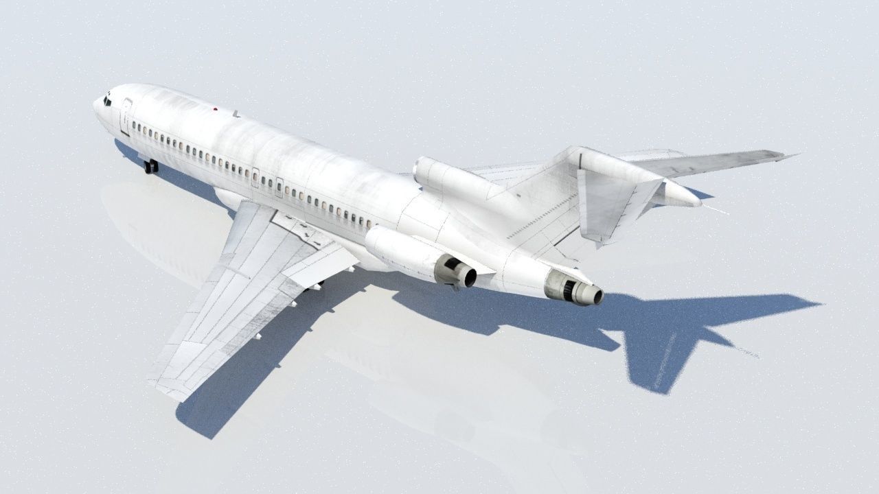 Vintage B 727 100 derelict scrapyard low poly static Low-poly 3D model_1