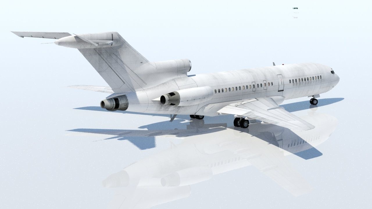 Vintage B 727 100 derelict scrapyard low poly static Low-poly 3D model_2