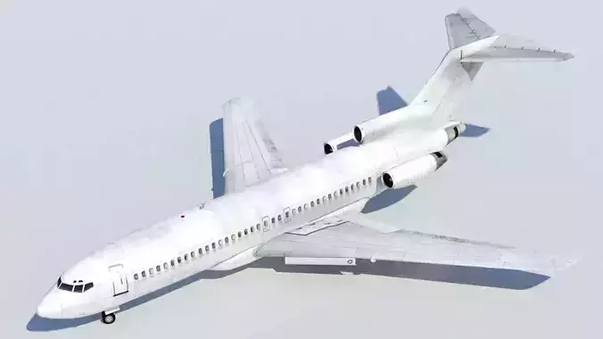 Vintage B 727 100 derelict scrapyard low poly static Low-poly 3D model