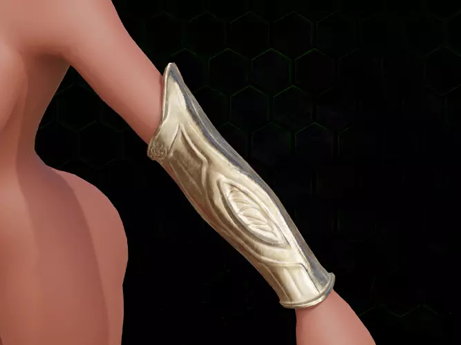 Arm bracer golden armor gazukull for film and game female armor Low-poly 3D model_0