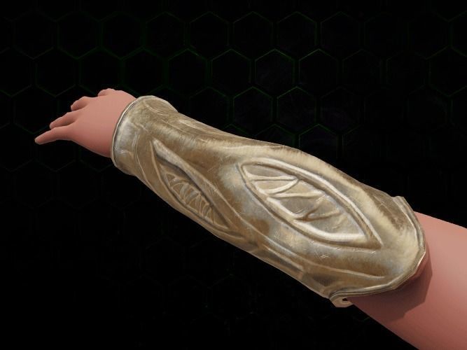 Arm bracer golden armor gazukull for film and game female armor Low-poly 3D model_3