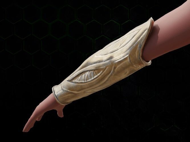 Arm bracer golden armor gazukull for film and game female armor Low-poly 3D model_1