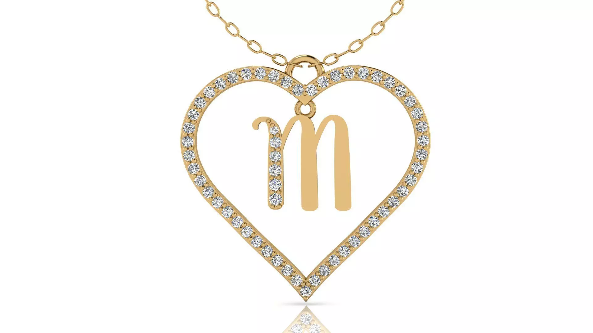 Alphabet Chicago Diamond Heart Pendant M 3D print model