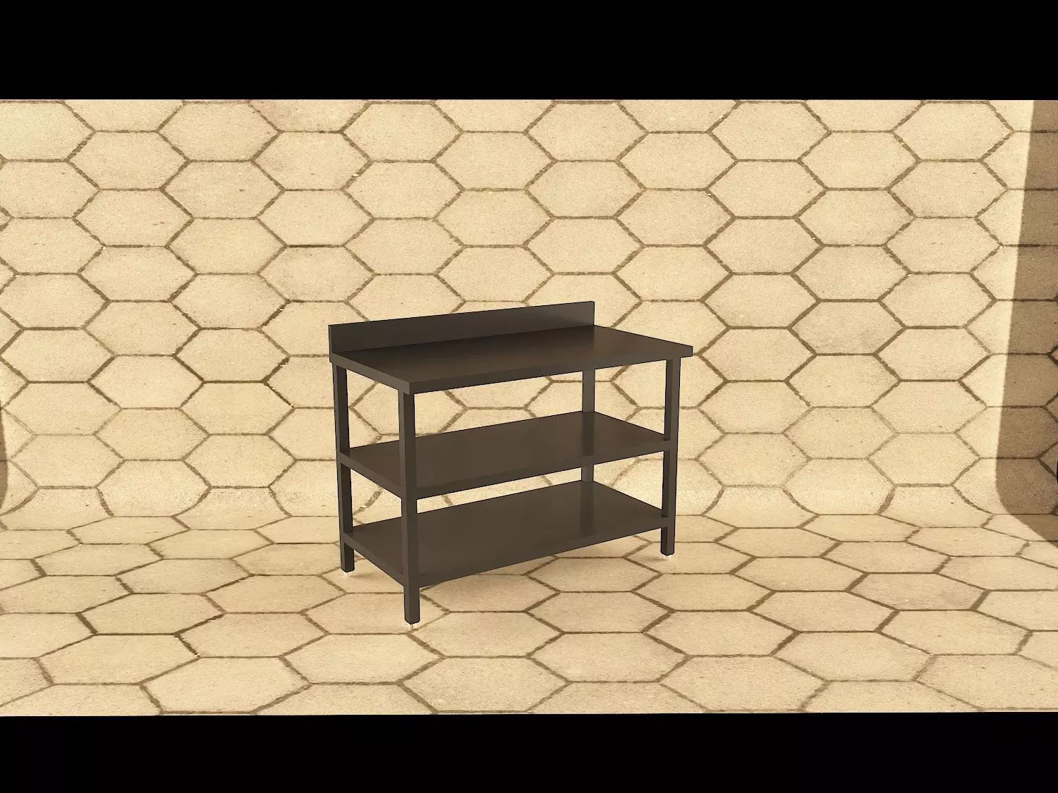 Work table with two under shelf  3D model_0