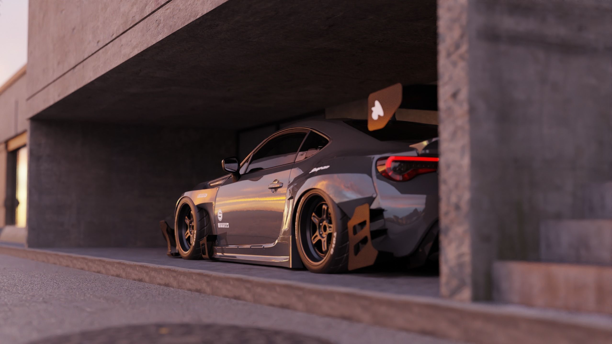 Car Environment Scene 3D Blender File And FBX File 3D model_1