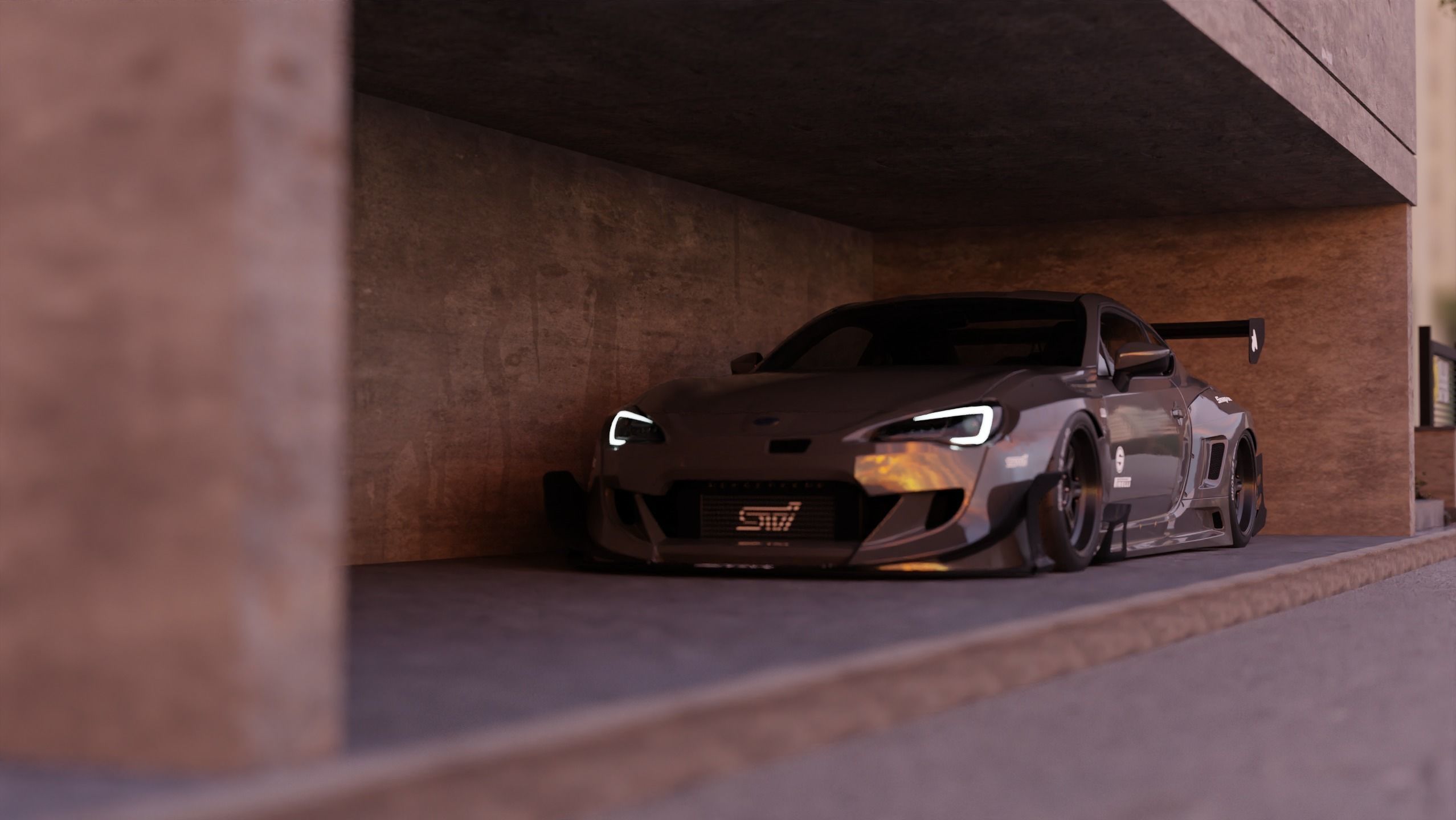 Car Environment Scene 3D Blender File And FBX File 3D model_3