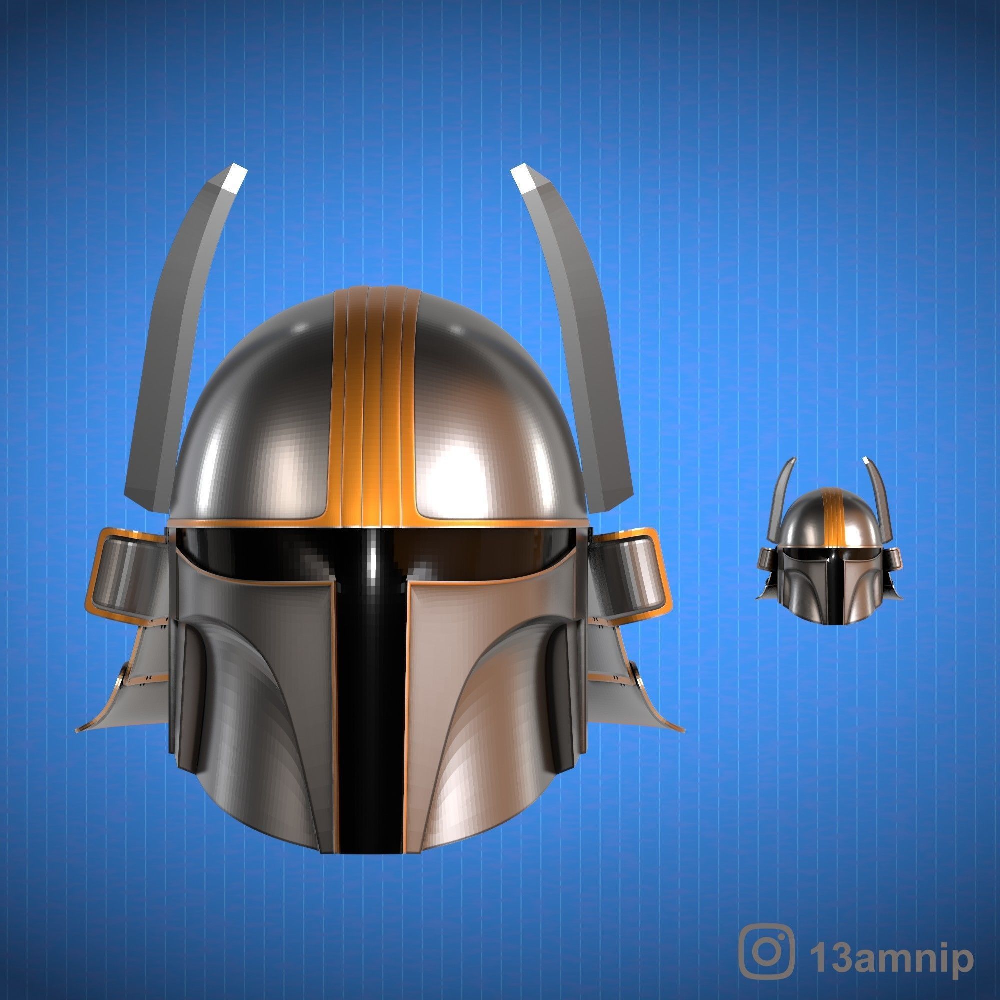 Samurai Mandalorian Helmet 3D print model_1