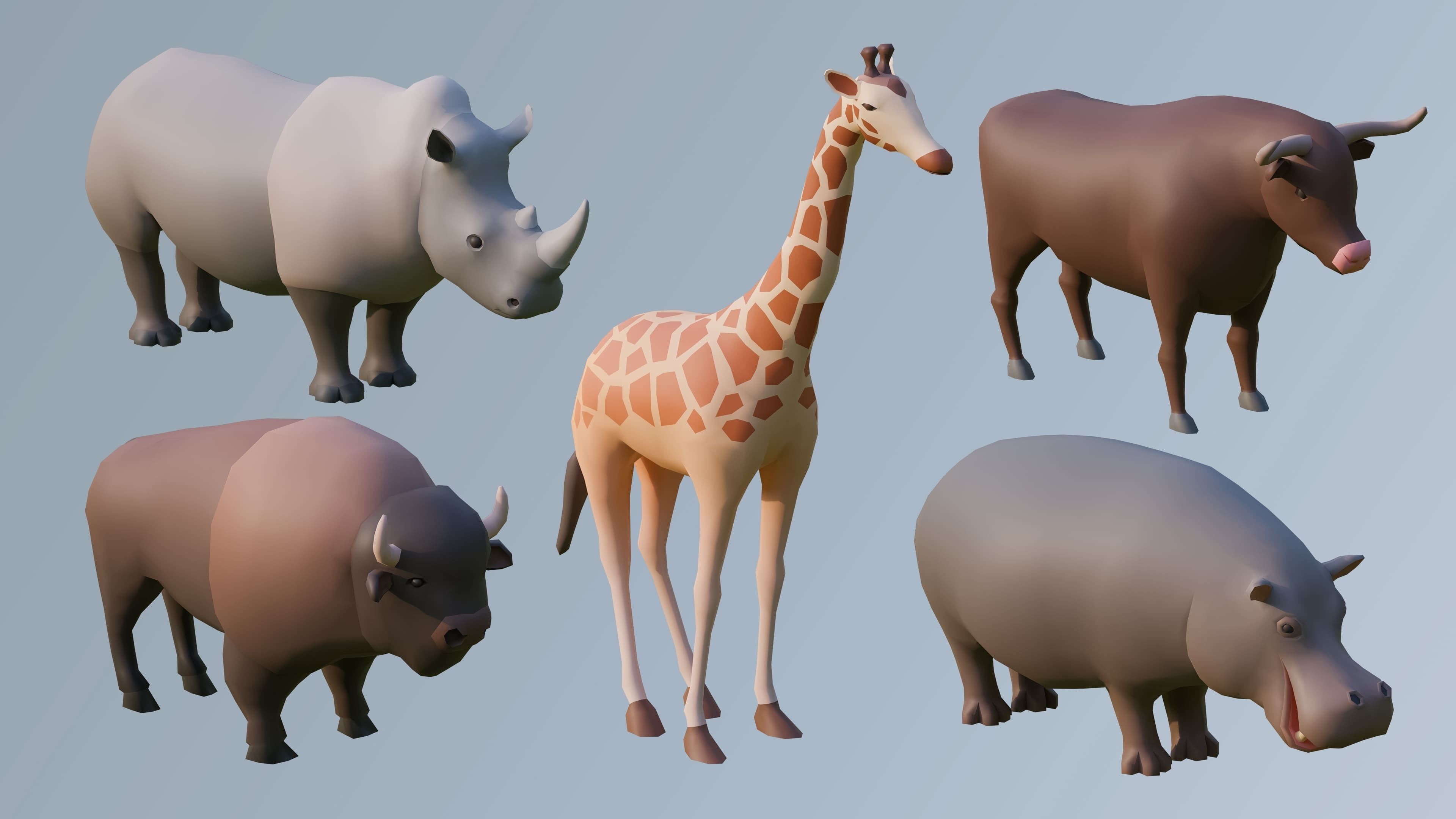 Animals Low-poly 3D model_8