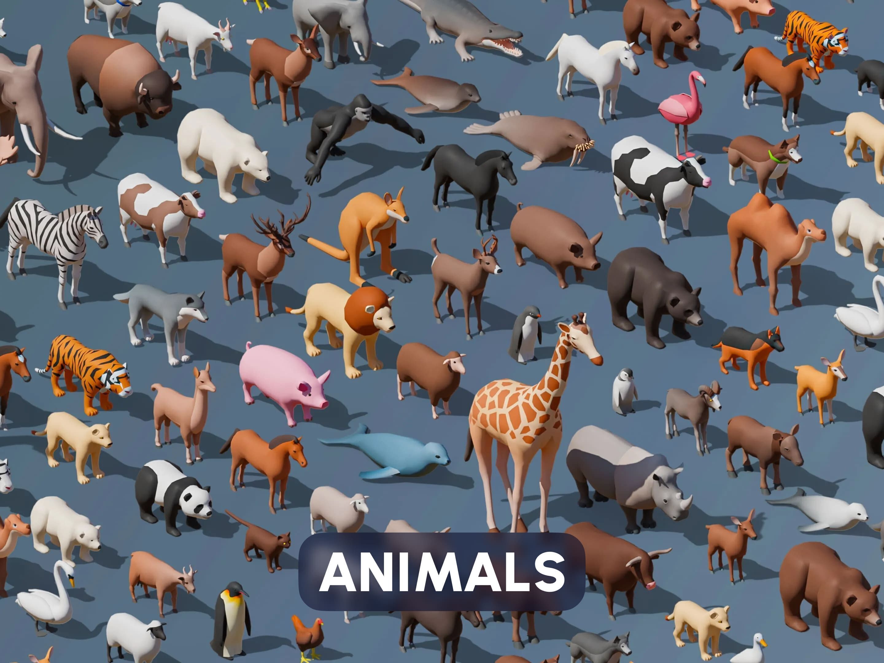 Animals Low-poly 3D model_0