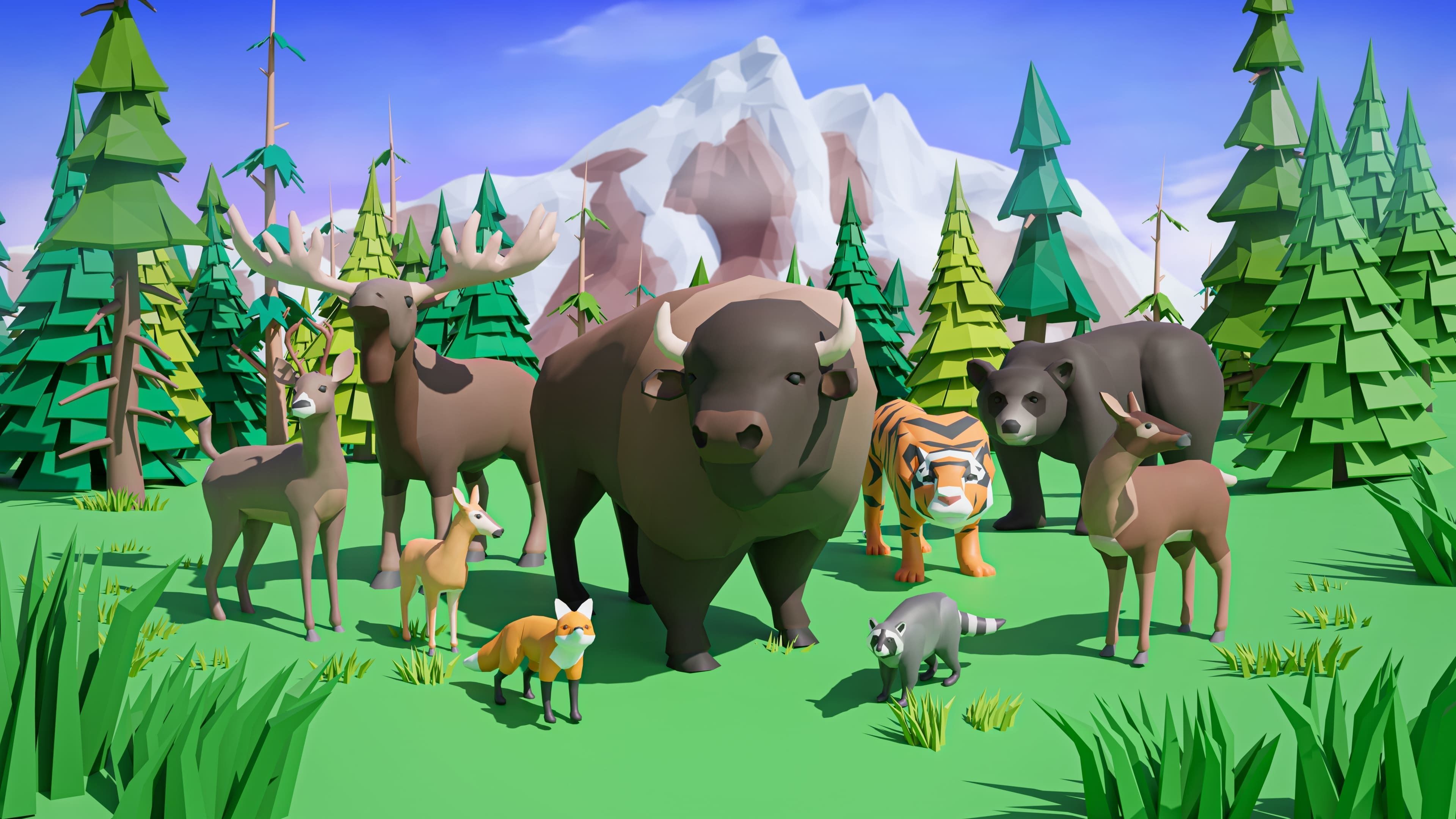 Animals Low-poly 3D model_2