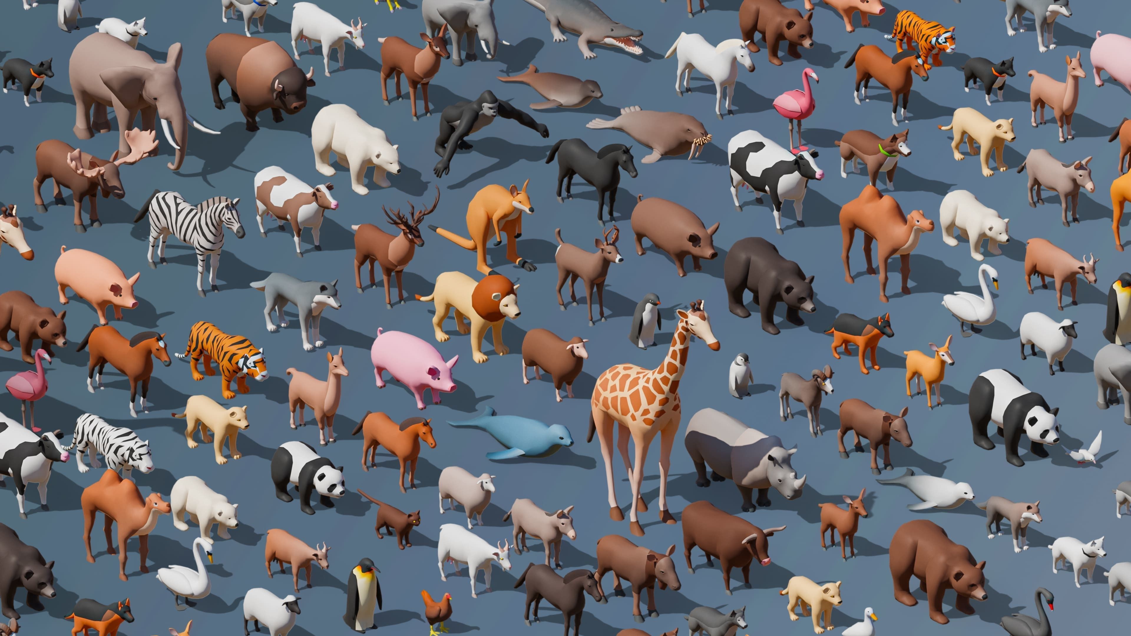 Animals Low-poly 3D model_6