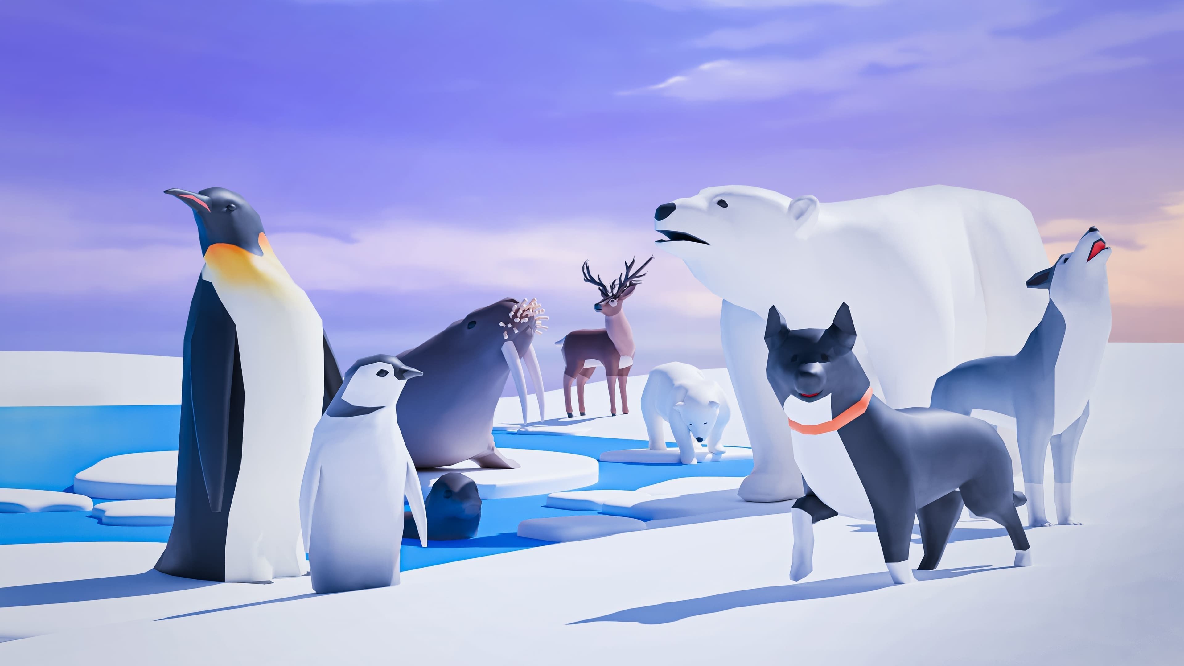 Animals Low-poly 3D model_5