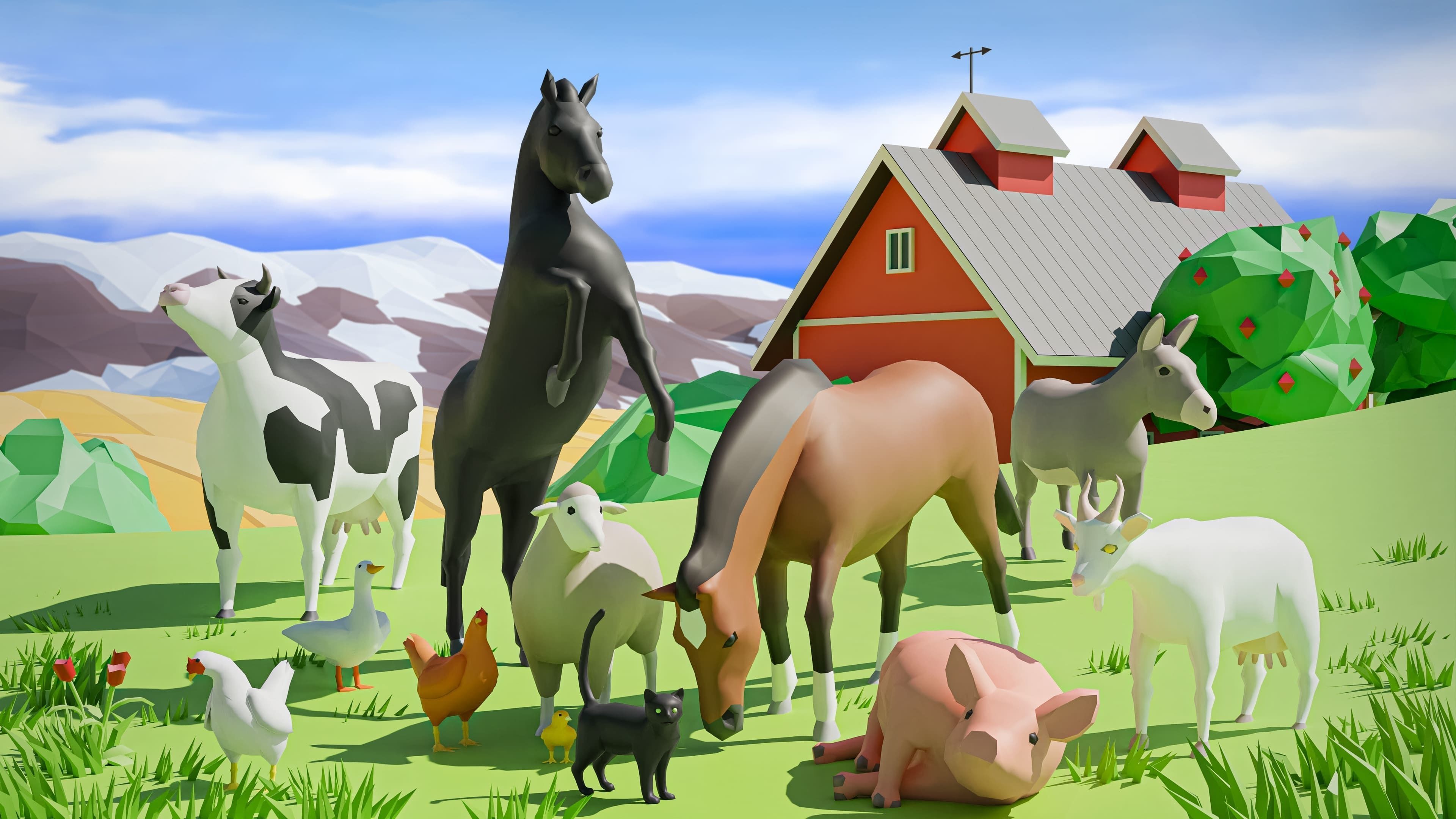 Animals Low-poly 3D model_4