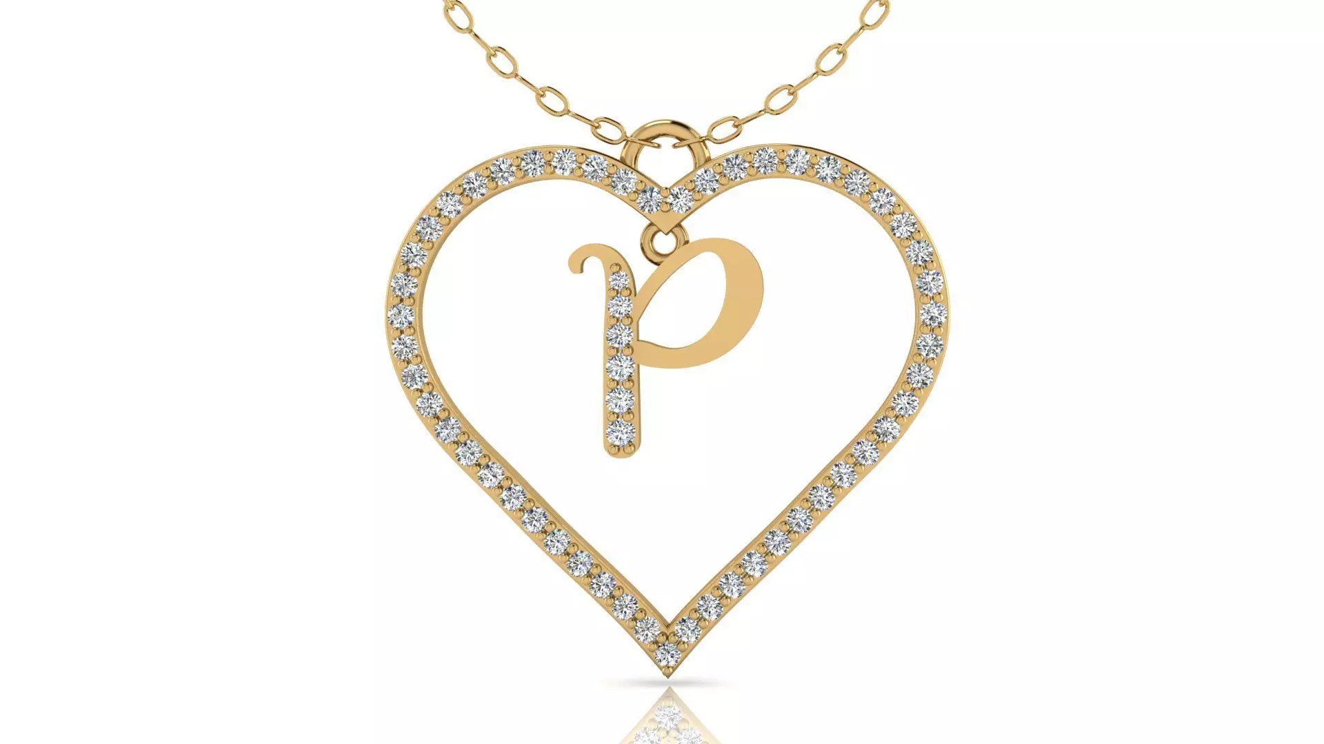 Alphabet Chicago Diamond Heart Pendant P 3D print model