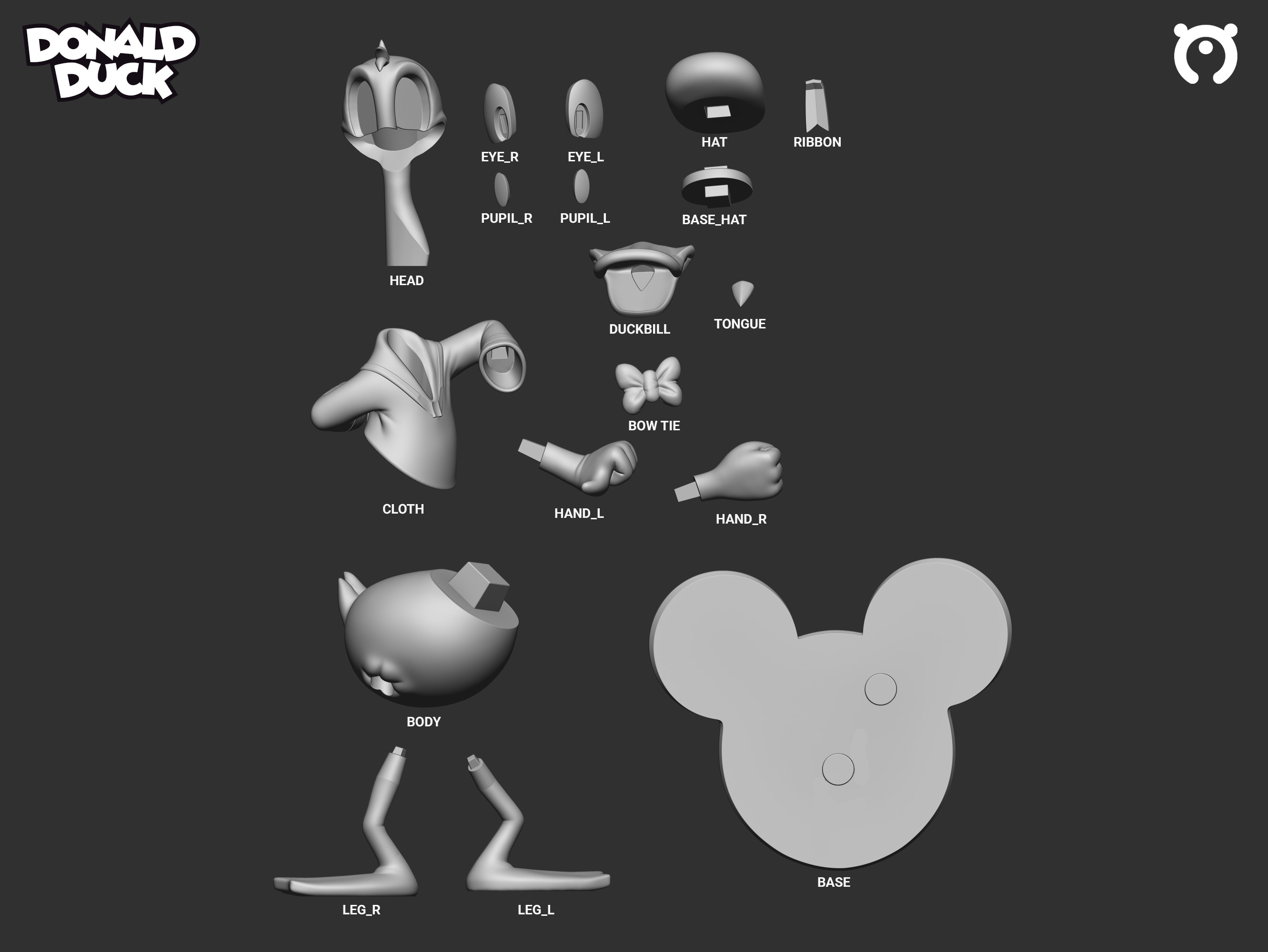 Donald Duck 3D print model_1