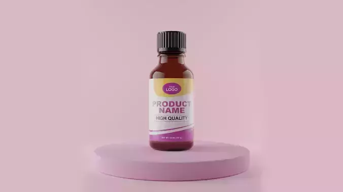 3D Medicine oil glass bottle model 3D model