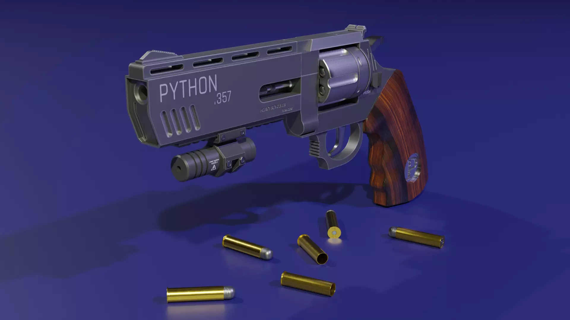 The low poly 3D model SciFi revolver GameReady Low-poly 3D model_0