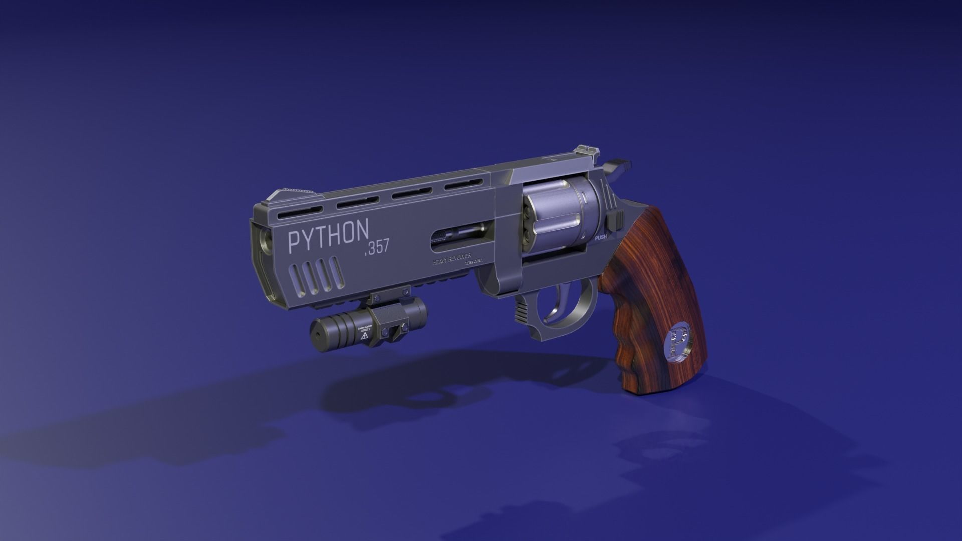 The low poly 3D model SciFi revolver GameReady Low-poly 3D model_4