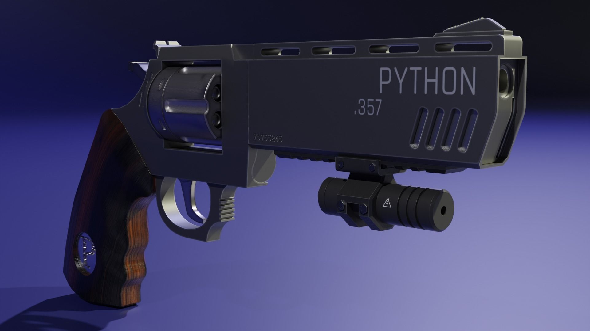 The low poly 3D model SciFi revolver GameReady Low-poly 3D model_5