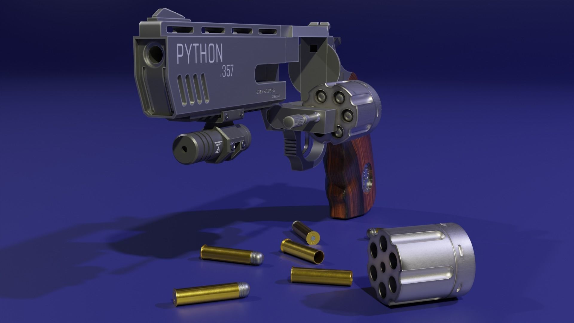 The low poly 3D model SciFi revolver GameReady Low-poly 3D model_3