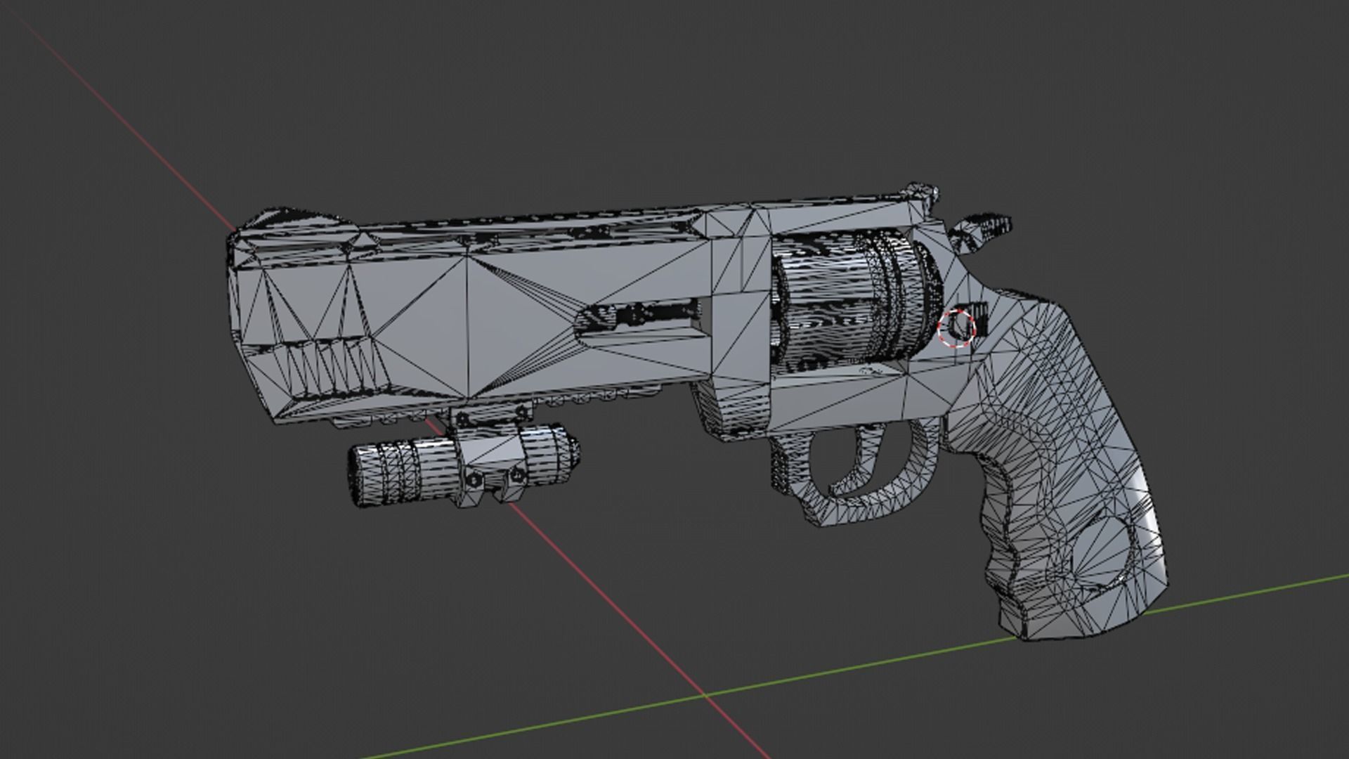 The low poly 3D model SciFi revolver GameReady Low-poly 3D model_7