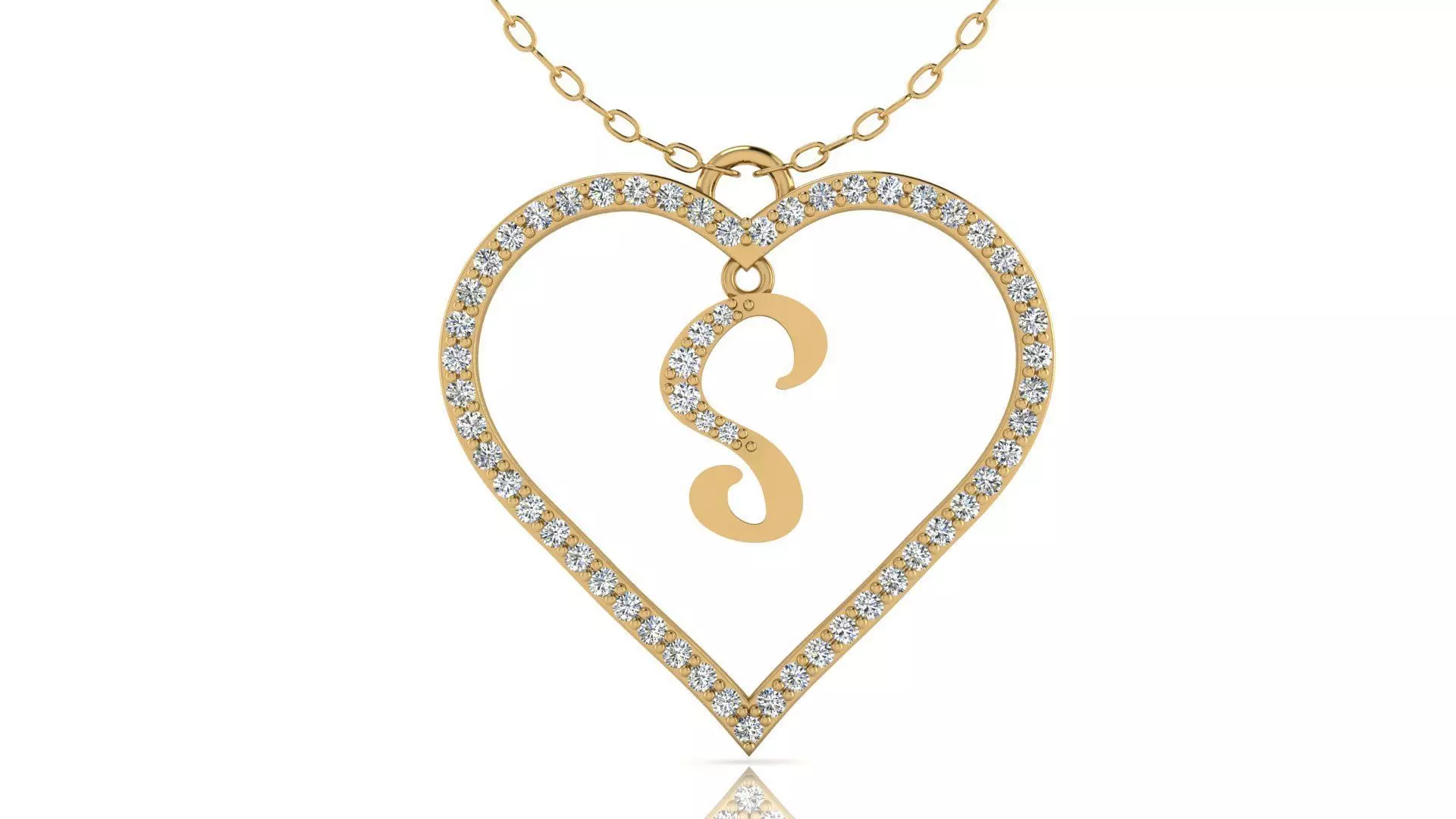 Alphabet Chicago Diamond Heart Pendant S 3D print model