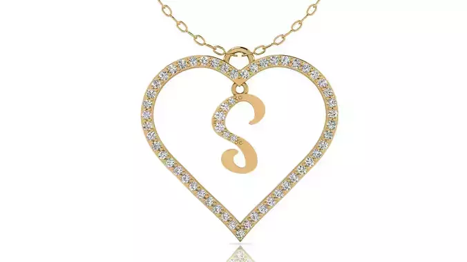 Alphabet Chicago Diamond Heart Pendant S