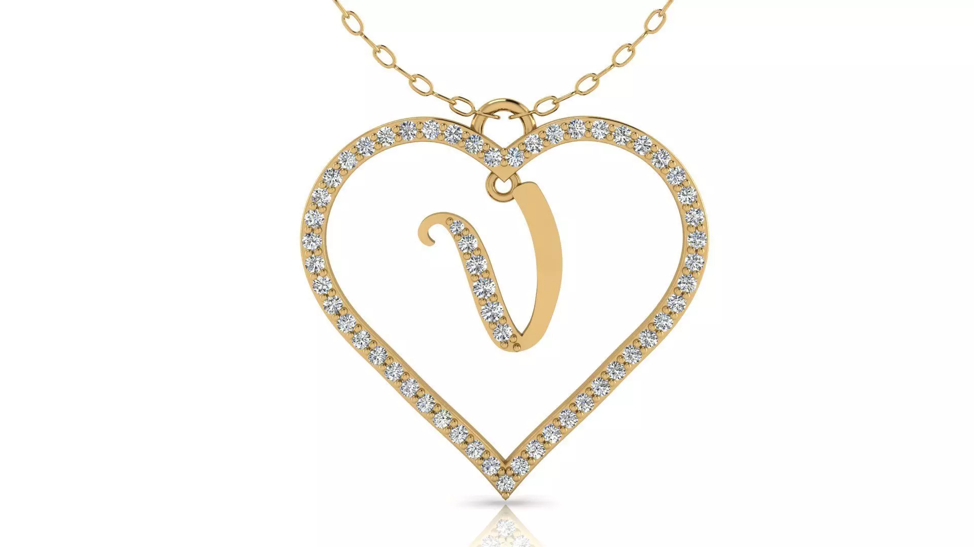 Alphabet Chicago Diamond Heart Pendant V 3D print model