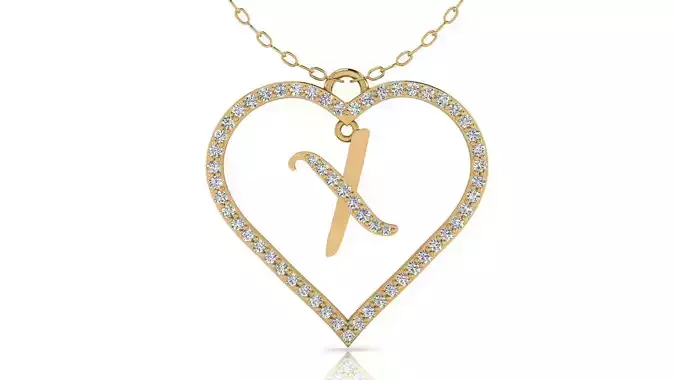 Alphabet Chicago Diamond Heart Pendant X