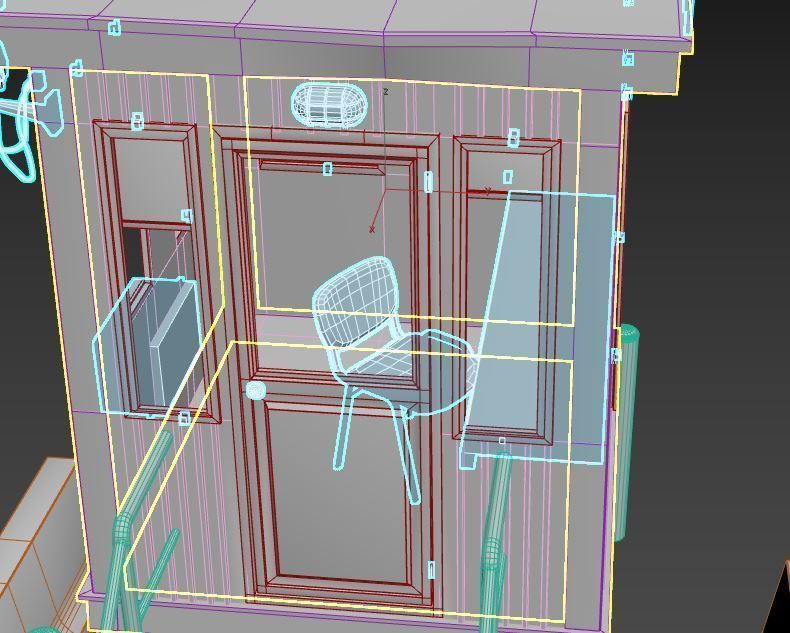 Security Booth With Roadblocks 3D model_16