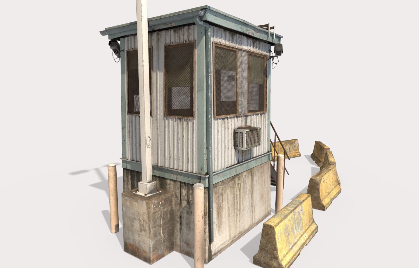 Security Booth With Roadblocks 3D model_6