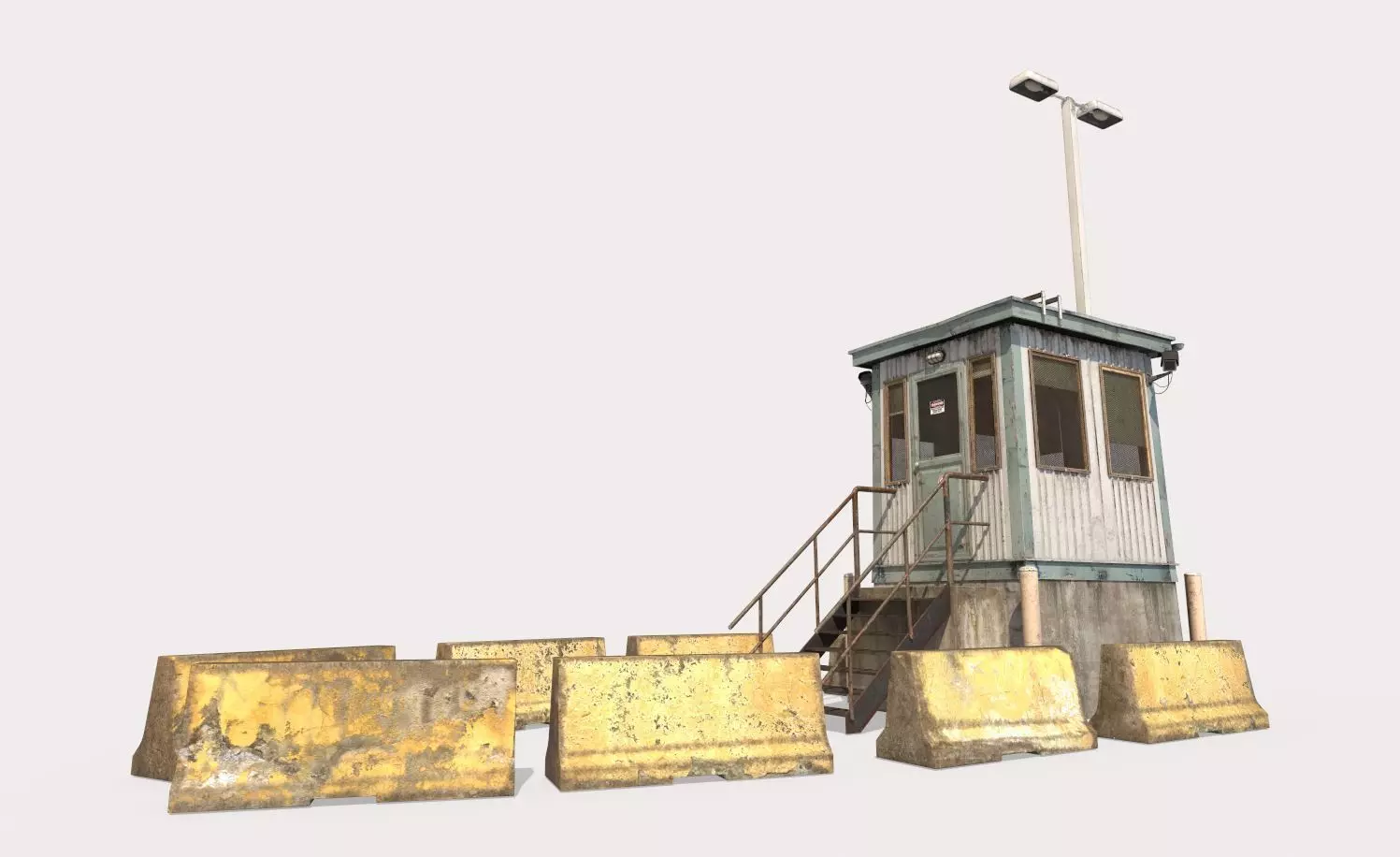 Security Booth With Roadblocks 3D model_0