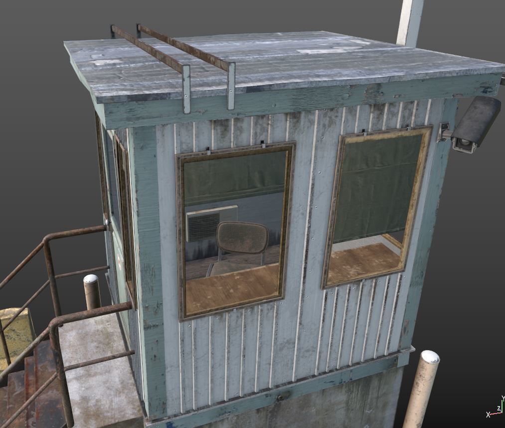 Security Booth With Roadblocks 3D model_13