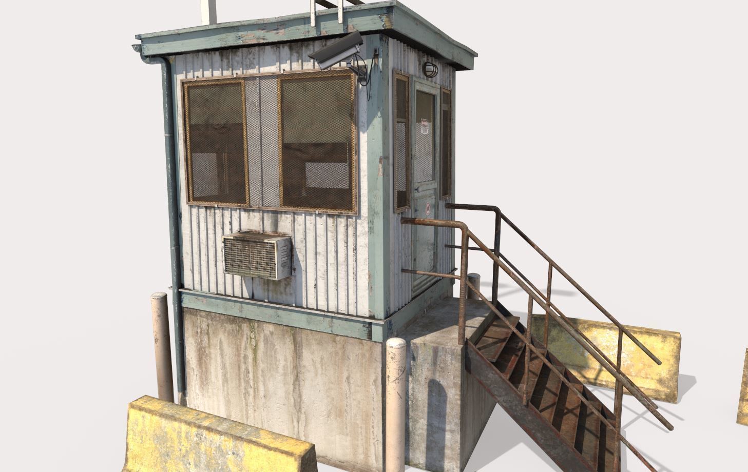 Security Booth With Roadblocks 3D model_7