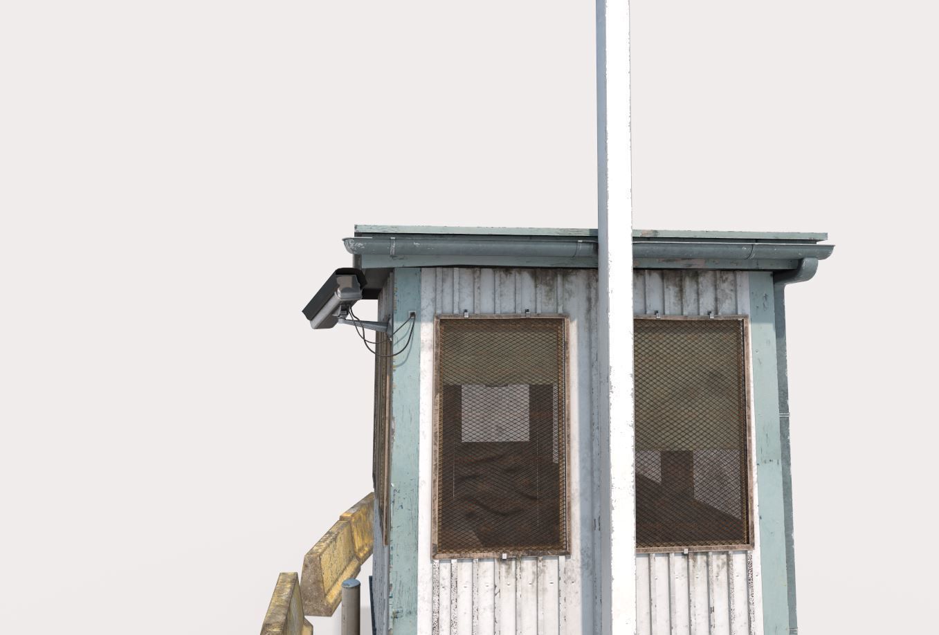 Security Booth With Roadblocks 3D model_9