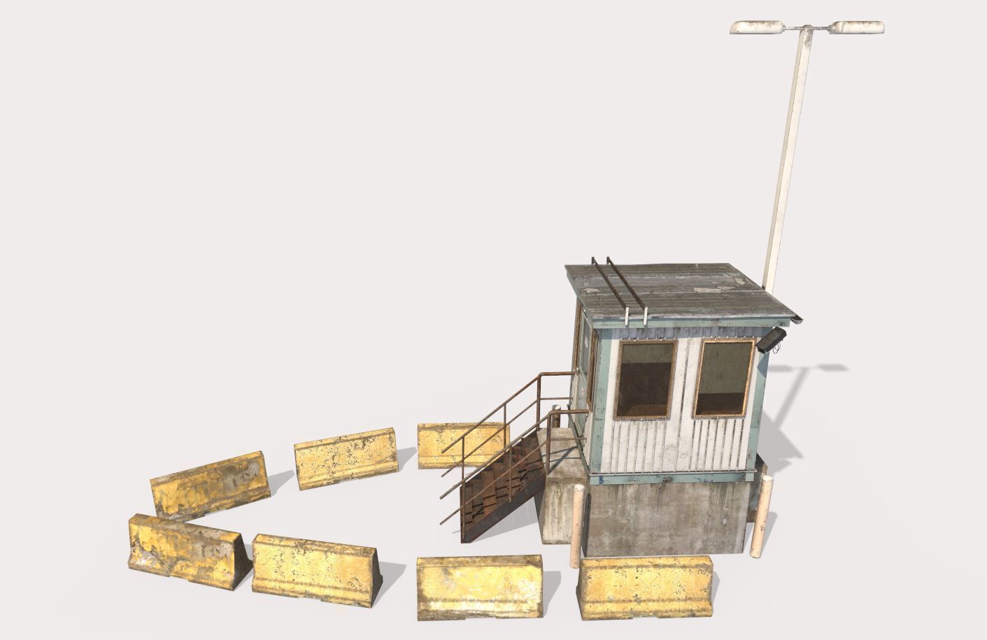 Security Booth With Roadblocks 3D model_8