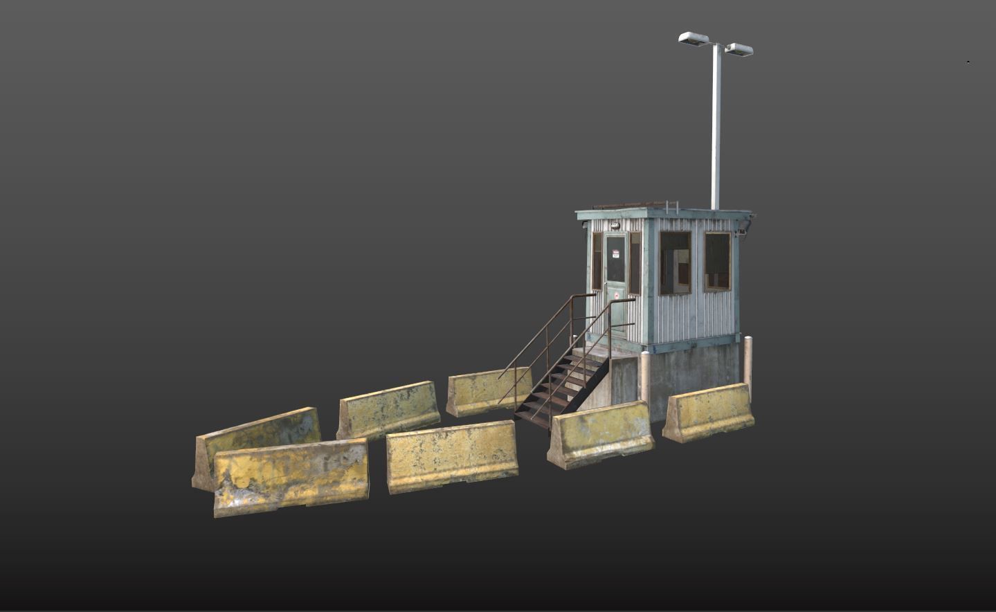 Security Booth With Roadblocks 3D model_11