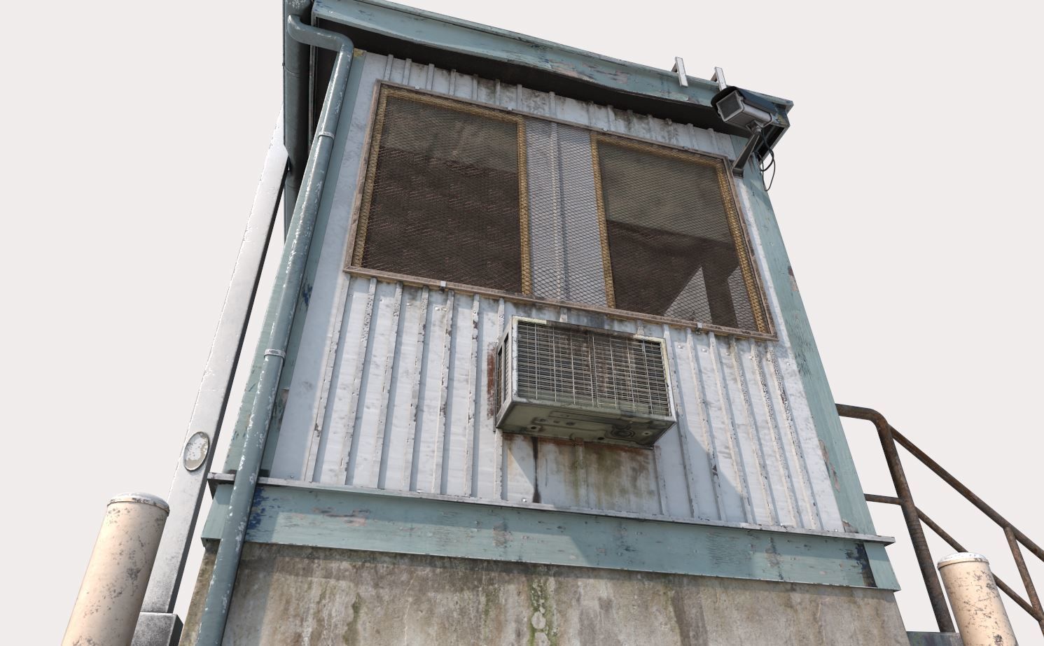 Security Booth With Roadblocks 3D model_5