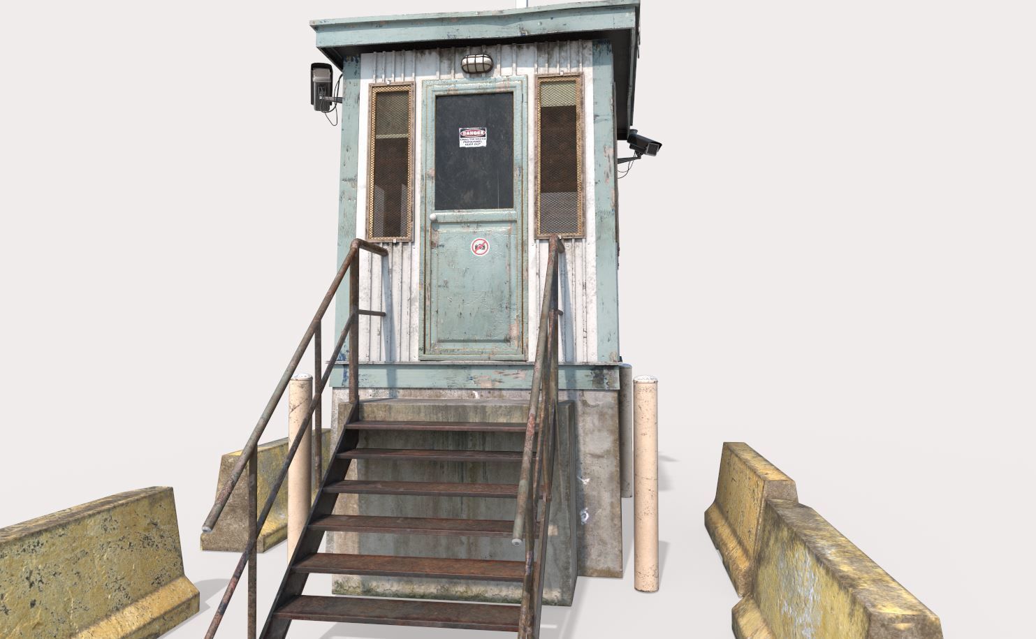 Security Booth With Roadblocks 3D model_3
