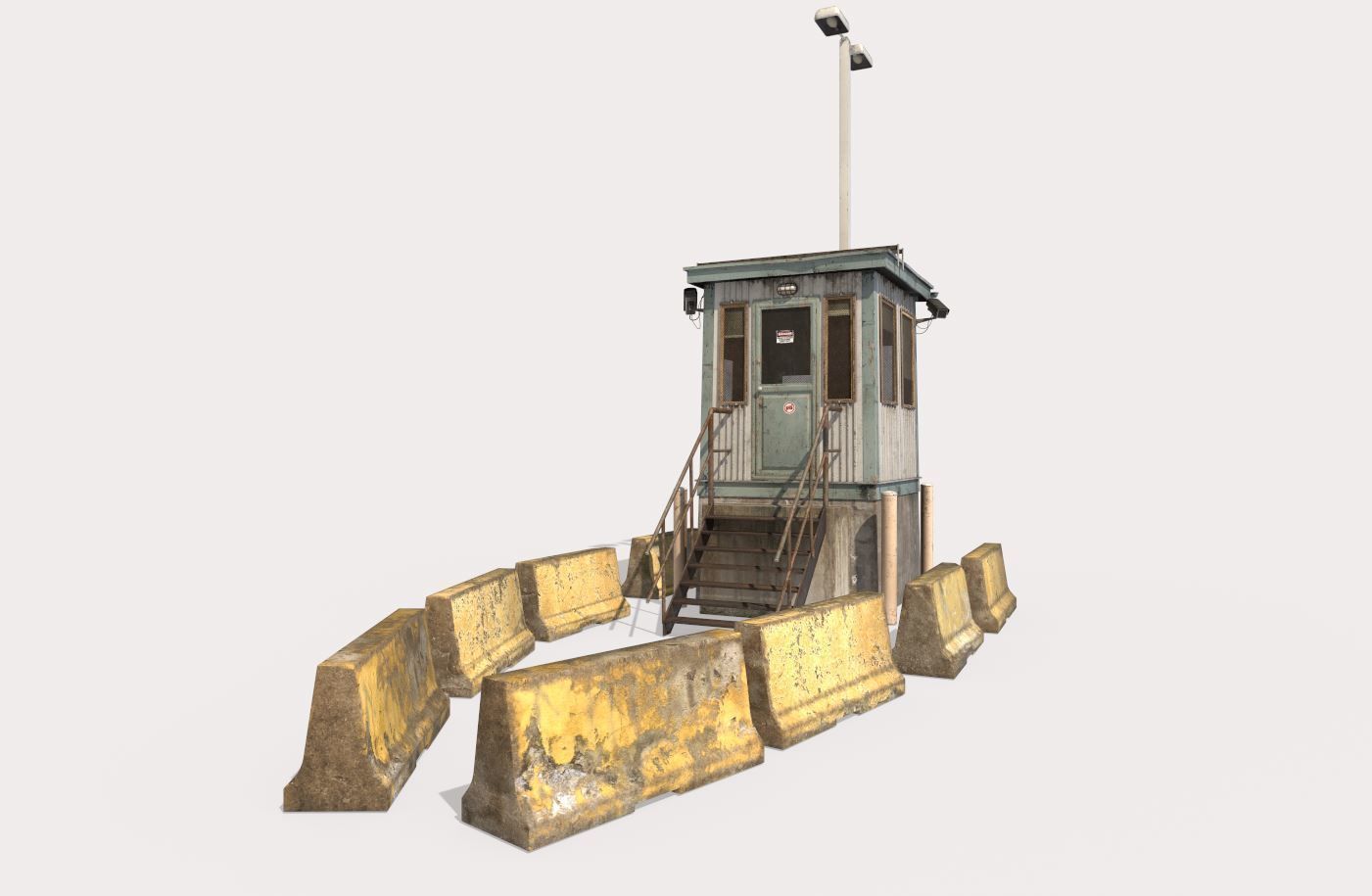 Security Booth With Roadblocks 3D model_1