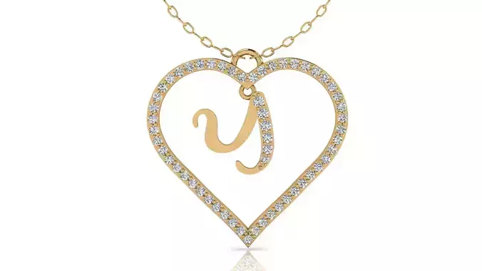 Alphabet Chicago Diamond Heart Pendant Y