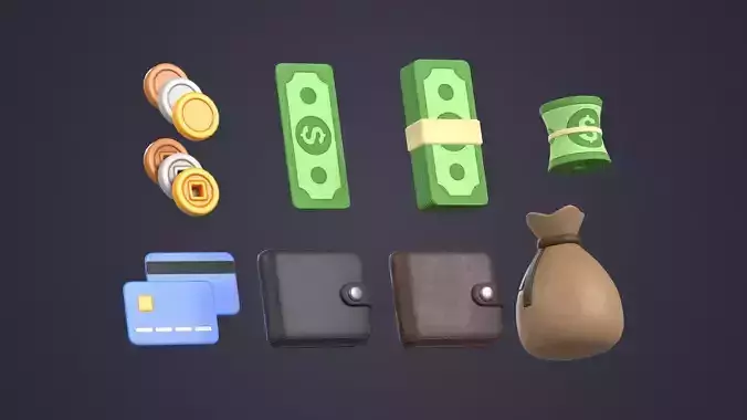 Money Pack Low-poly 3D model