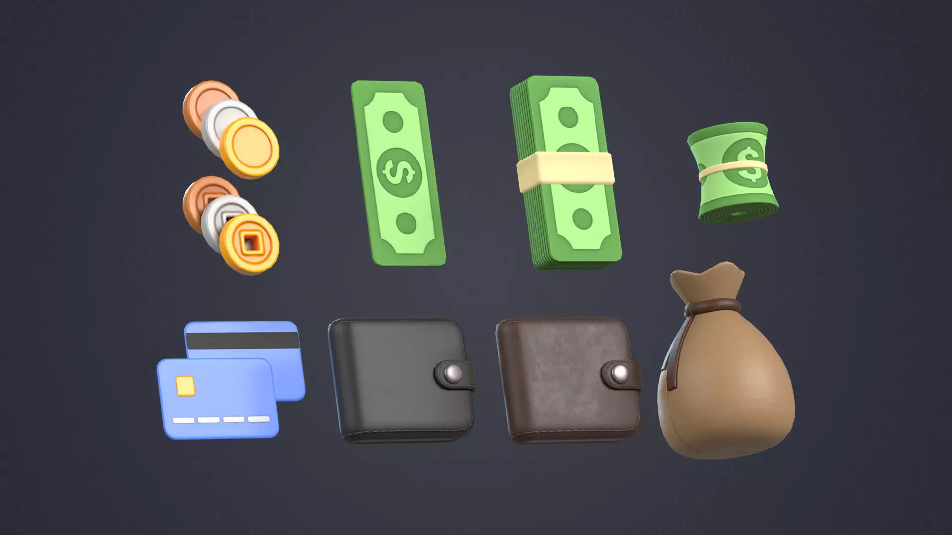 Money Pack Low-poly 3D model_0