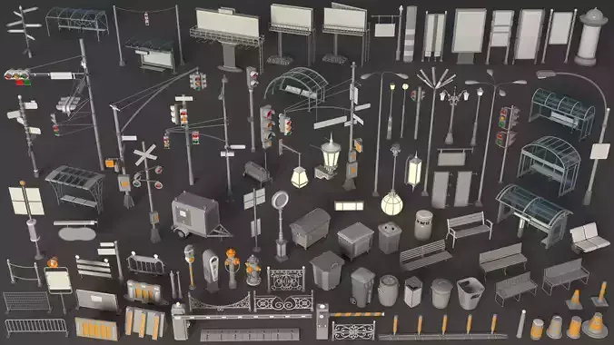 Street Collection 3 - 100 pieces 3D model