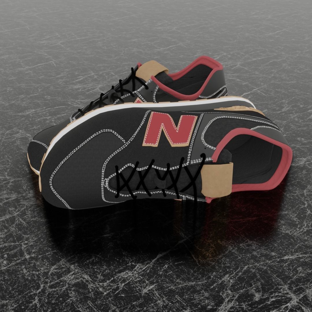 NEW BALANCE 3D SHOES - RED - BROWN - BLACK Low-poly 3D model_1