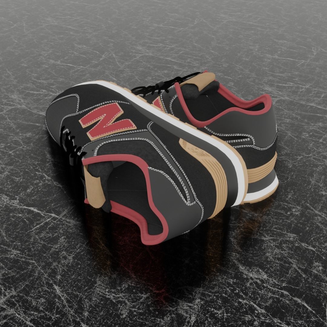 NEW BALANCE 3D SHOES - RED - BROWN - BLACK Low-poly 3D model_5