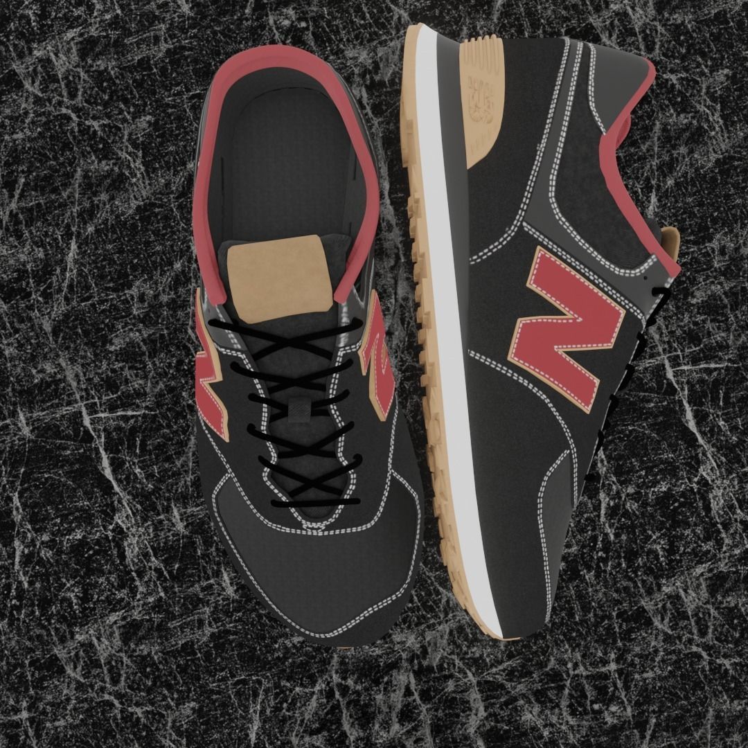 NEW BALANCE 3D SHOES - RED - BROWN - BLACK Low-poly 3D model_3