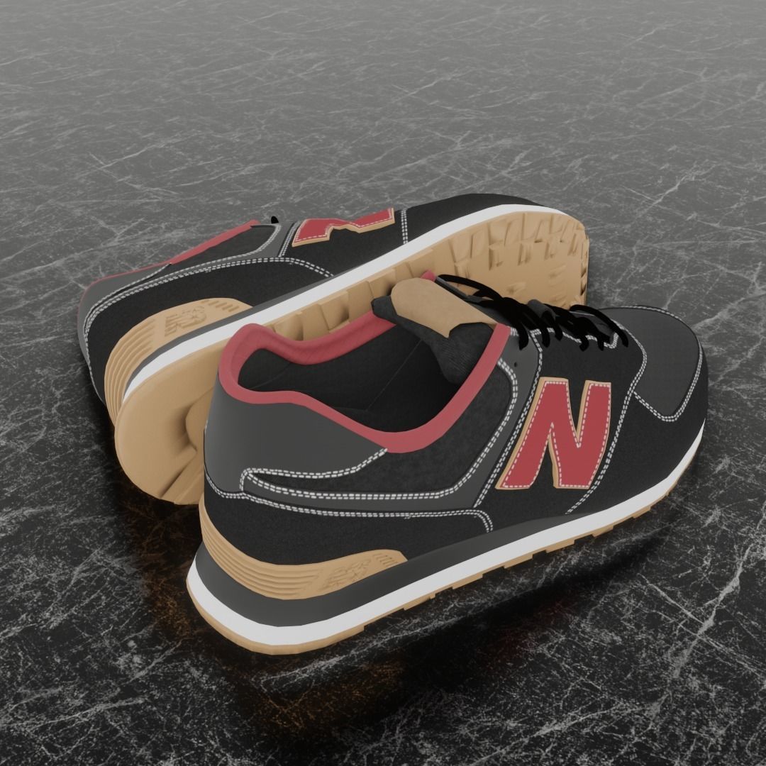 NEW BALANCE 3D SHOES - RED - BROWN - BLACK Low-poly 3D model_4