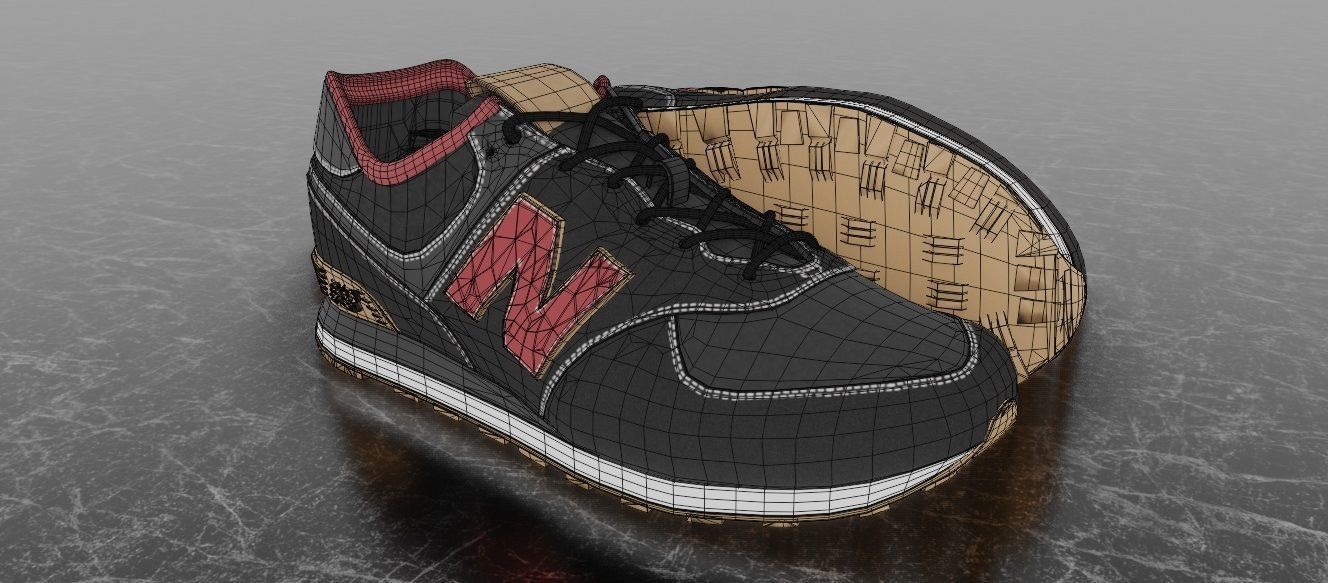 NEW BALANCE 3D SHOES - RED - BROWN - BLACK Low-poly 3D model_9