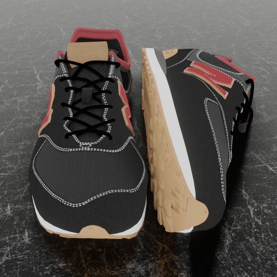 NEW BALANCE 3D SHOES - RED - BROWN - BLACK Low-poly 3D model_2